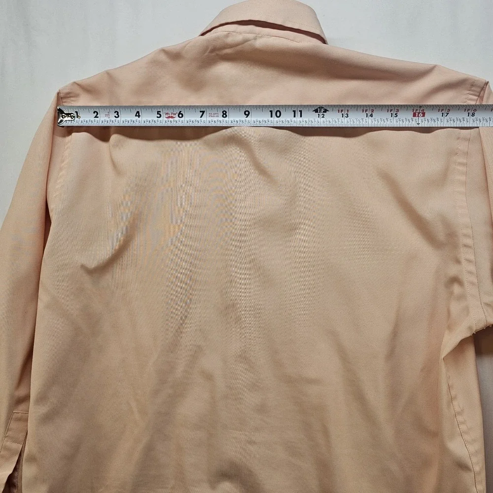 Gold‎ Cuff Men's Dress Shirt Size 40 Peach Tan Long Sleeve Button Front